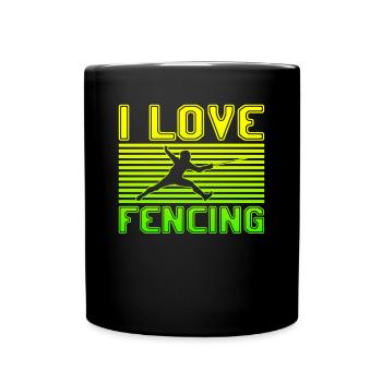 I love fencing - Tasse einfarbig - Schwarz - Vorne