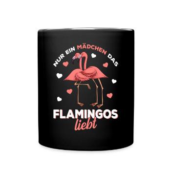 Flamingo Mädchen Kinder Damen - Tasse einfarbig - Schwarz - Vorne