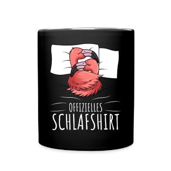 Offizielles Schlafshirt Flamingo - Tasse einfarbig - Schwarz - Vorne