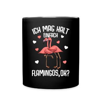 Ich mag halt Flamingos Kinder Mädchen Flamingo - Tasse einfarbig - Schwarz - Vorne