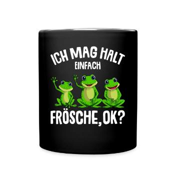 Frosch Ich mag halt Frösche Damen Mädchen Kinder - Tasse einfarbig - Schwarz - Vorne