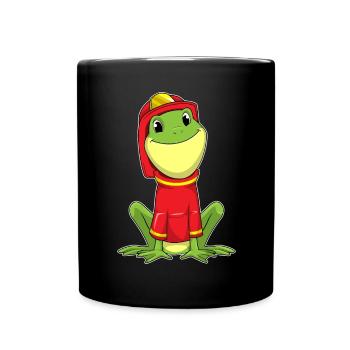 Frog Firefighter Fire Helmet Fire Brigade - Full Colour Mug - black - Front