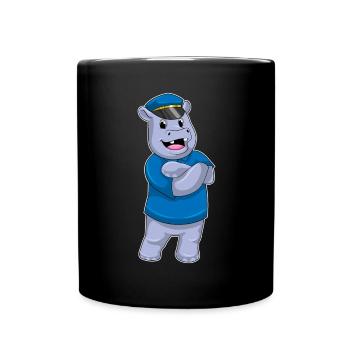 Hippopotamus Policeman Police Cap Police - Mug uni - noir - Devant
