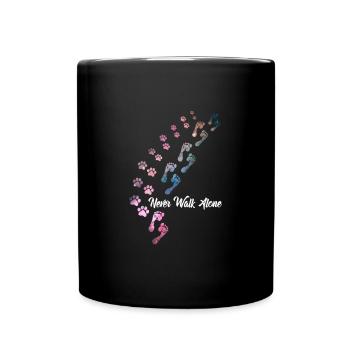 Ne marchez jamais seul Amoureux des chiens Gassi - Mug uni - noir - Devant