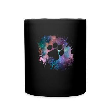 Pfotenabdruck Galaxie Hunde Hundeliebhaber Gassi - Tasse einfarbig - Schwarz - Vorne