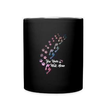 Vous ne marchez jamais seul Chien Amoureux des chiens Gassi - Mug uni - noir - Devant