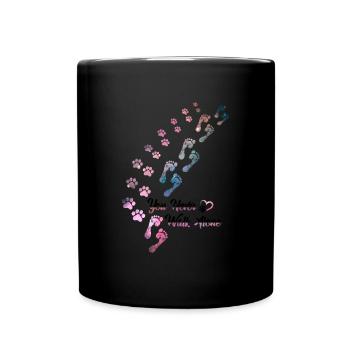 You Never Walk Alone Hunde Hundeliebhaber Gassi - Tasse einfarbig - Schwarz - Vorne
