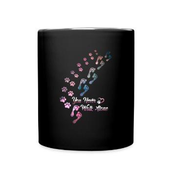 You Never Walk Alone Hunde Hundeliebhaber Gassi - Tasse einfarbig - Schwarz - Vorne