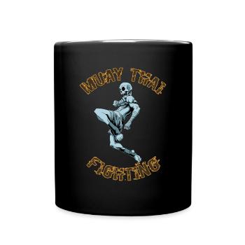 Muay Thai Thai Boxen MMA Skelett - Tasse einfarbig - Schwarz - Vorne