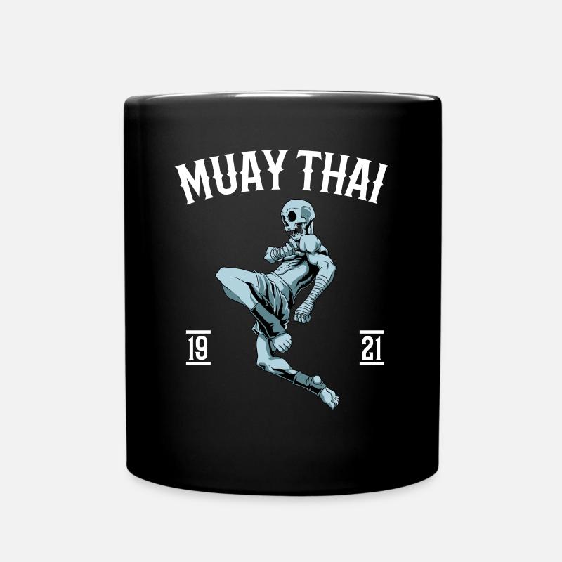 Muay Thai - Skelett-Thai-Boxen - Tasse einfarbig - Schwarz