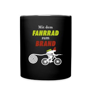 Extinguishing fires by bike - Full Colour Mug - black - Front
