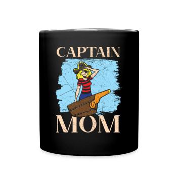 Captain Mom Best Mommy Ever Mama Pirate Lover - Full Colour Mug - black - Front