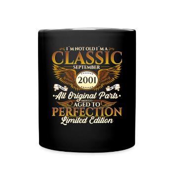 Jahrgang 2001 Geburtstag Geschenk Herren September - Tasse einfarbig - Schwarz - Vorne