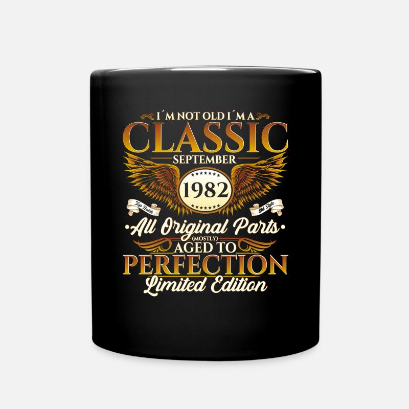 Jahrgang 1982 Geburtstag Geschenk Herren September - Tasse einfarbig - Schwarz