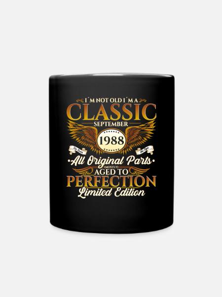 Jahrgang 1988 Geburtstag Geschenk Herren September - Tasse einfarbig - Schwarz