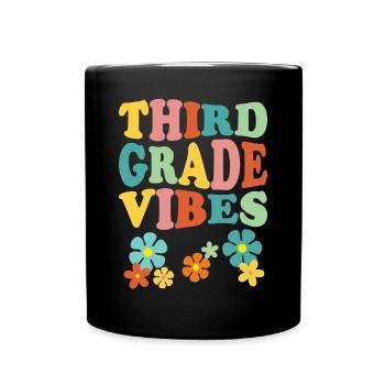 Third Grade Vibes - Flowery Retro - Full Colour Mug - black - Front