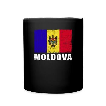 Moldawien Flagge Grunge Moldawien Fahne - Tasse einfarbig - Schwarz - Vorne