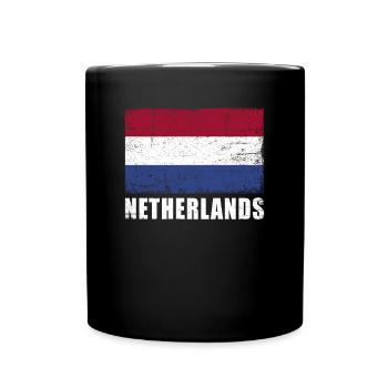 Niederlande Flagge Grunge Niederlande Fahne - Tasse einfarbig - Schwarz - Vorne