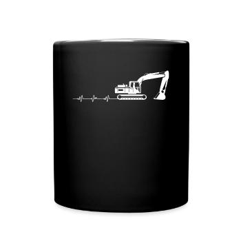 Herzschlag Herzlinie Herzfrequenz Bagger - Tasse einfarbig - Schwarz - Vorne
