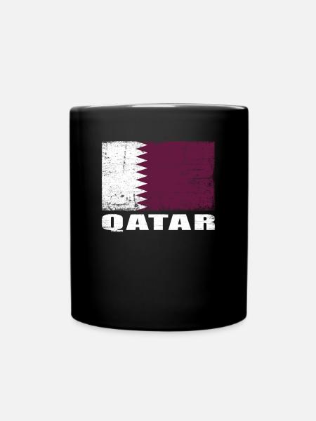 Qatar Flag Grunge Qatar Flag - Mug uni - noir