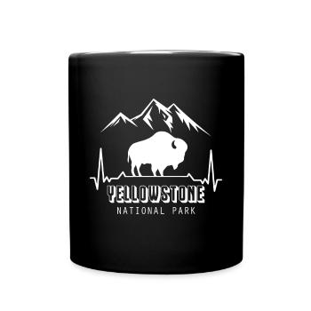 National Park Heartbeat Yellowstone Hiking Wyomin - Full Colour Mug - black - Front