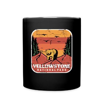 Yellowstone National Park Souvenir Grizzly Bear Wyomi - Full Colour Mug - black - Front
