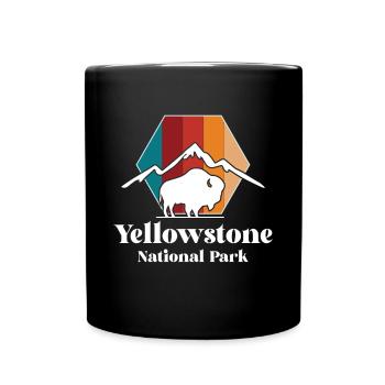 Yellowstone Buffalo National Park Wyoming Souvenir - Full Colour Mug - black - Front