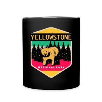 Yellowstone Souvenir National Park Grizzly Bear Wyomi - Full Colour Mug - black - Front