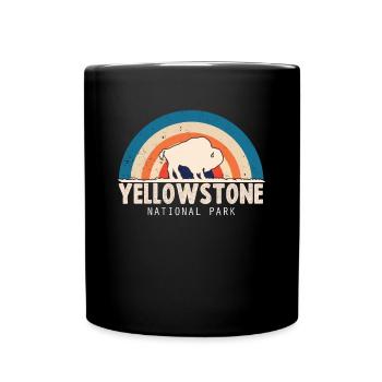 Yellowstone National Park Wyoming Buffalo Nature Wall - Full Colour Mug - black - Front