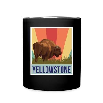 Yellowstone Buffalo Wyoming National Park Souvenir - Full Colour Mug - black - Front