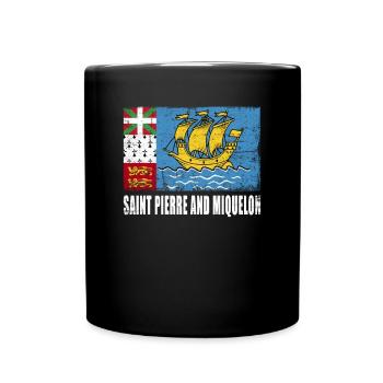 Saint Pierre and Miquelon flag - Full Colour Mug - black - Front