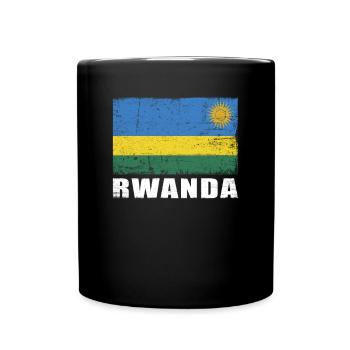 Ruanda Flagge Grunge Ruanda Fahne - Tasse einfarbig - Schwarz - Vorne