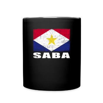 Saba Flagge Grunge Saba Fahne - Tasse einfarbig - Schwarz - Vorne