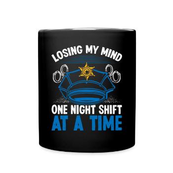 Policier de nuit mon Policier - Mug uni - noir - Devant