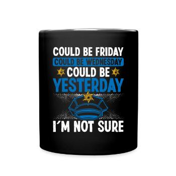 Night Shift Police Officer Police Car Policeman - Full Colour Mug - black - Front