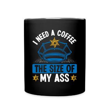 Policier de nuit Taille du café Policier - Mug uni - noir - Devant