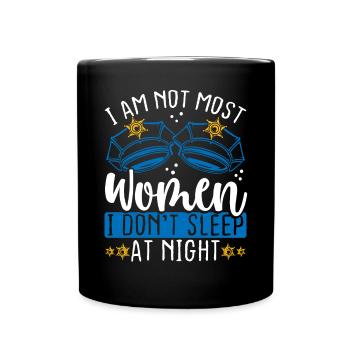 Night Police Officer I am not most Women Policeman - Tasse einfarbig - Schwarz - Vorne