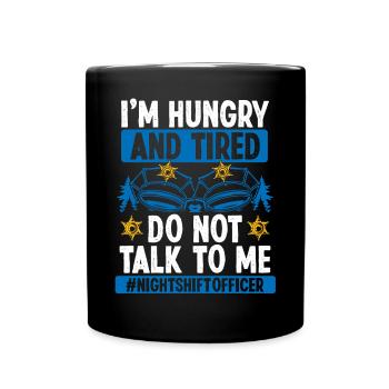 Policier de nuit Policier fatigué - Mug uni - noir - Devant