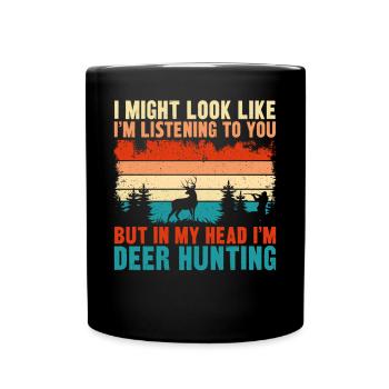 Buck Deer Hunting Hunter Vintage - Tasse einfarbig - Schwarz - Vorne