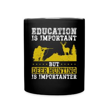 Buck Deer Hunting Hunter Vintage - Full Colour Mug - black - Front