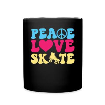 Peace Love Skate - Roller skating - Full Colour Mug - black - Front