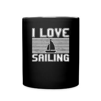 J’adore la voile - Mug uni - noir - Devant