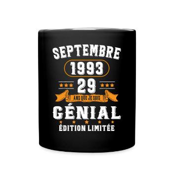 29 Ans Anniversaire Vintage Né(e) Septembre 1993 - Mug uni - noir - Devant