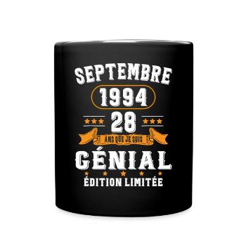 28 Ans Anniversaire Vintage Né(e) Septembre 1994 - Mug uni - noir - Devant