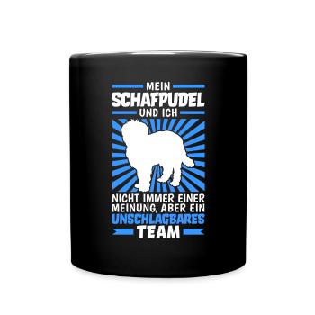 Schafpudel und Ich zotthaariger Hütepudel - Tasse einfarbig - Schwarz - Vorne