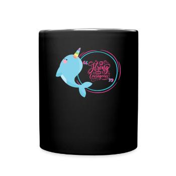 Einhorn Narwhal Unicorn - Tasse einfarbig - Schwarz - Vorne