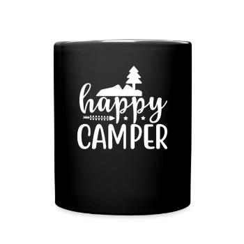 Glückliche Camper Wandershirt - Tasse einfarbig - Schwarz - Vorne