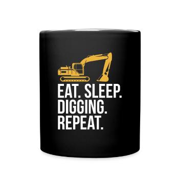 Manger dormir creuser Répéter Excavatrice Chemise de conducteur - Mug uni - noir - Devant