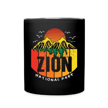 Zion National Park Utah Canyon Souvenir Hiking Cam - Full Colour Mug - black - Front