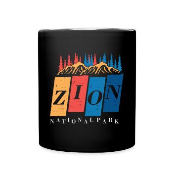 Zion National Park Souvenir Canyon Utah Hiking Cam - Full Colour Mug - black - Front
